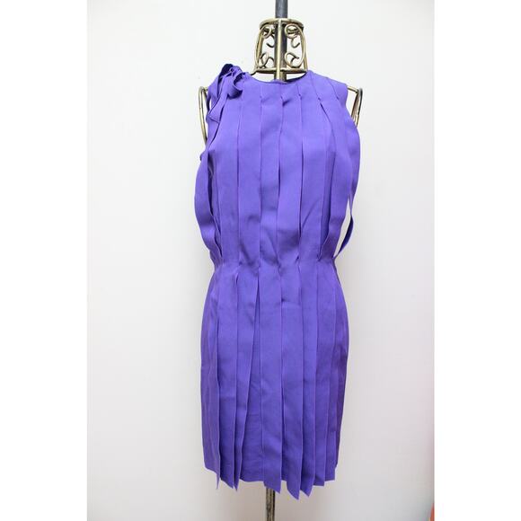Bottega Veneta Purple Ribbon Tassel Crepe Sheath Dress Size 40/US 4 - Picture 1 of 5